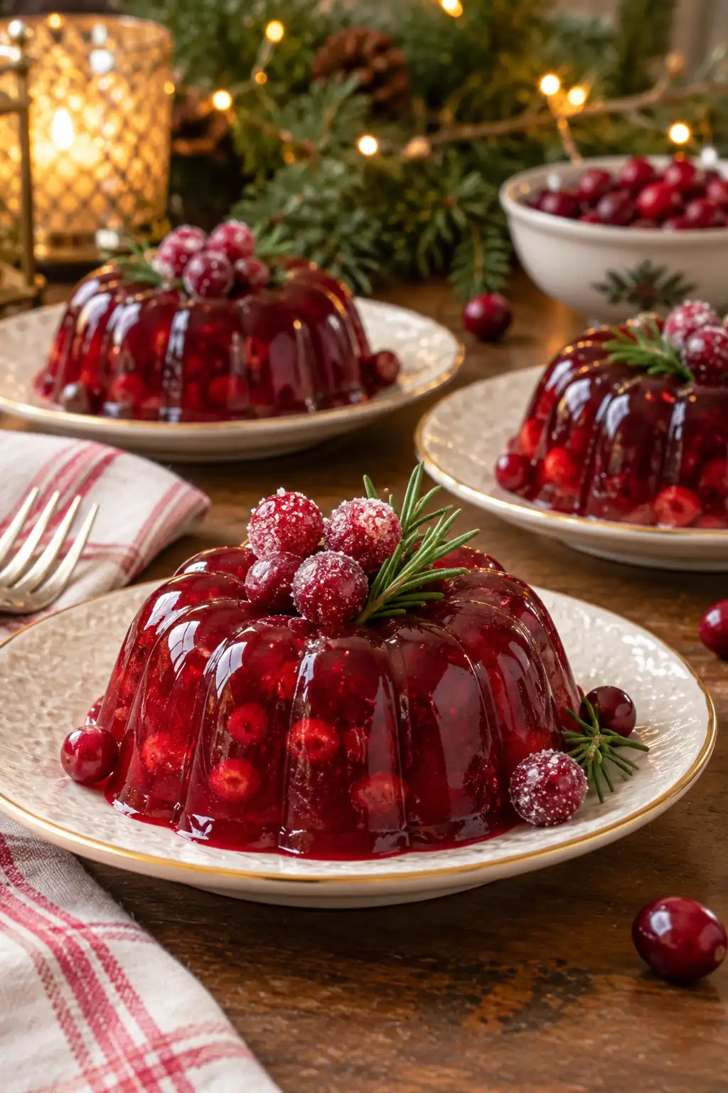 14 individual cranberry gelatin bundts