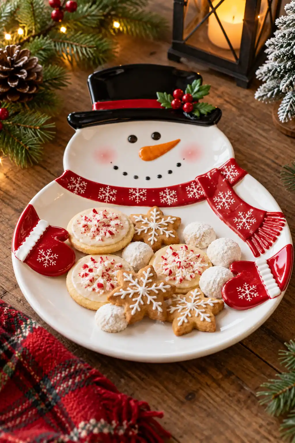 03 snowman themed dessert plate