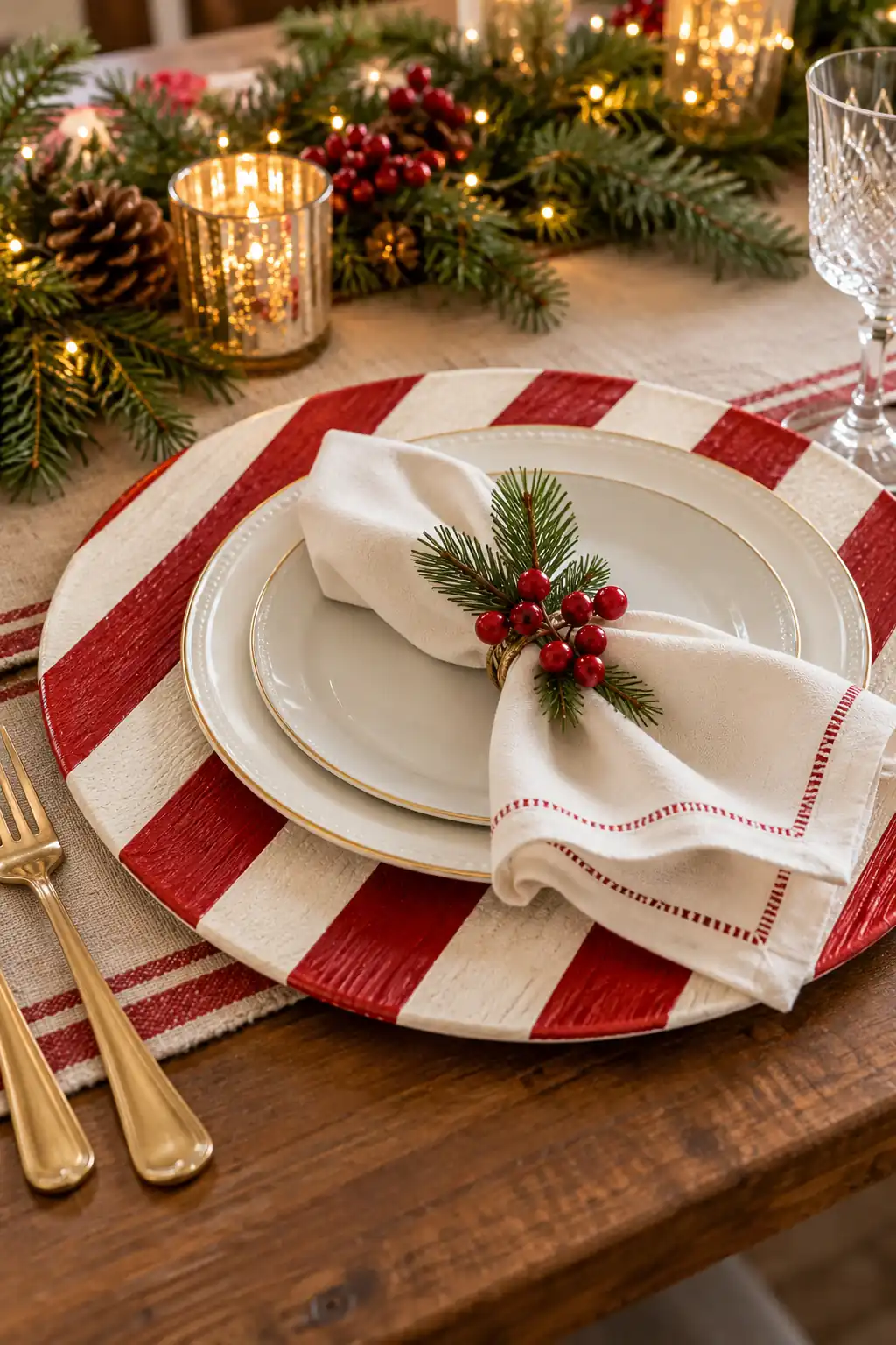 09 candy cane striped charger plate