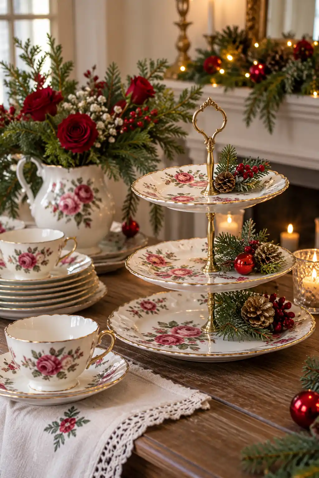 10 vintage rose christmas china
