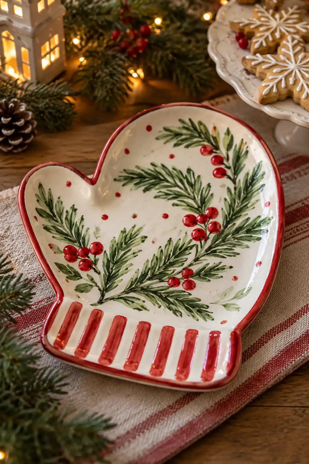 15 handpainted mitten dessert plate