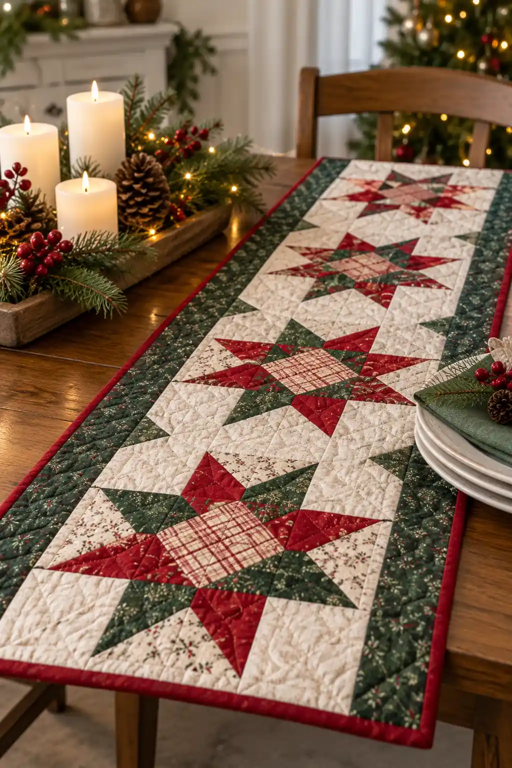 02 star block table runner
