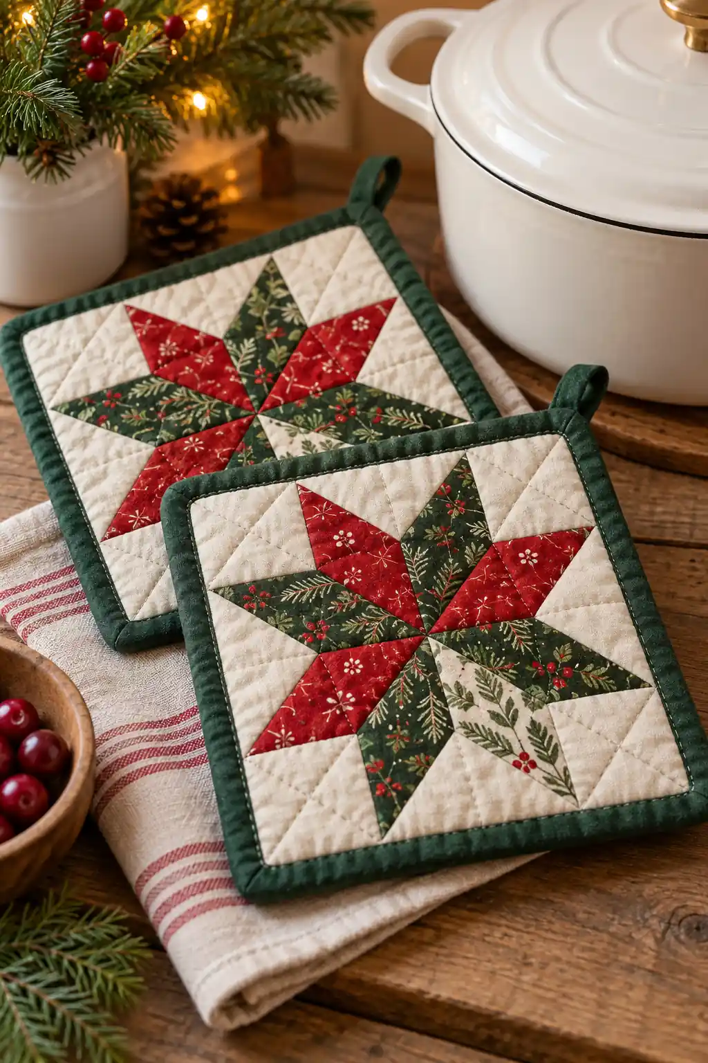 10 quilted pot holders