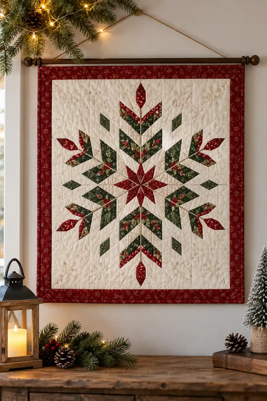 11 snowflake quilt wall hanging