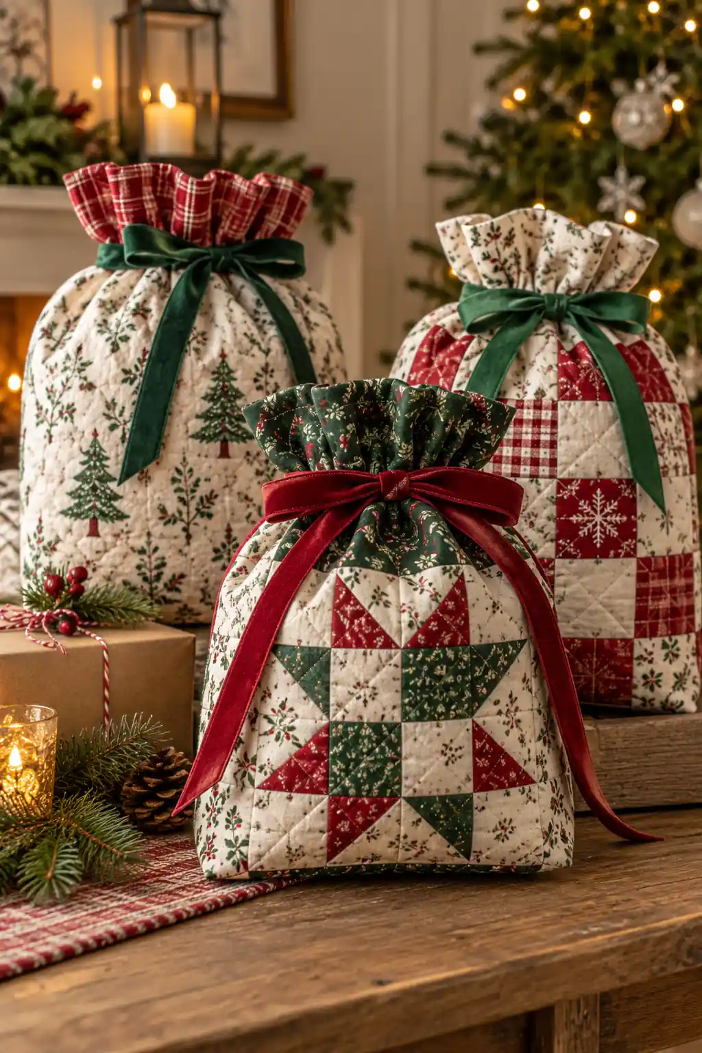 12 quilted gift bags
