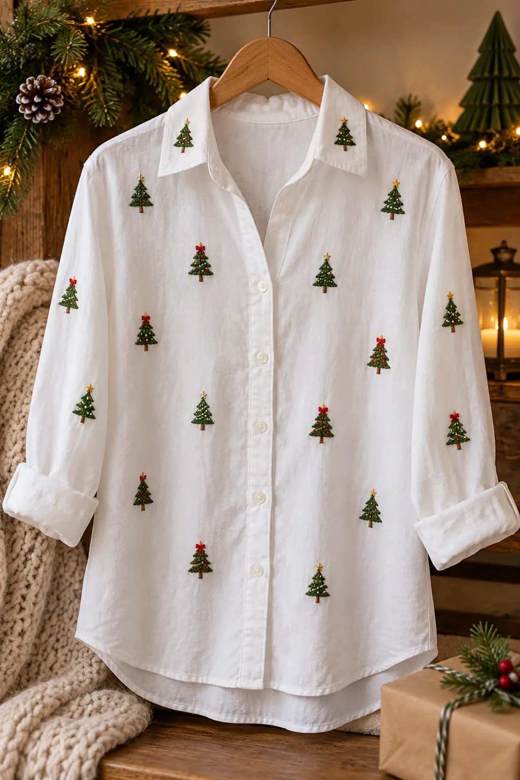 01 embroidered tiny christmas tree shirt