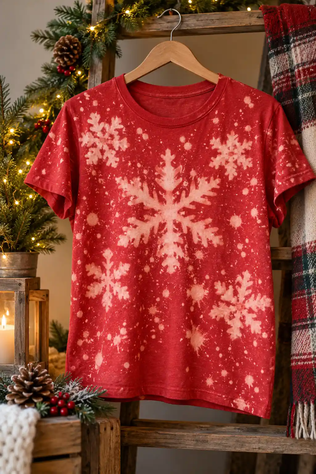 03 bleached snowflake red shirt
