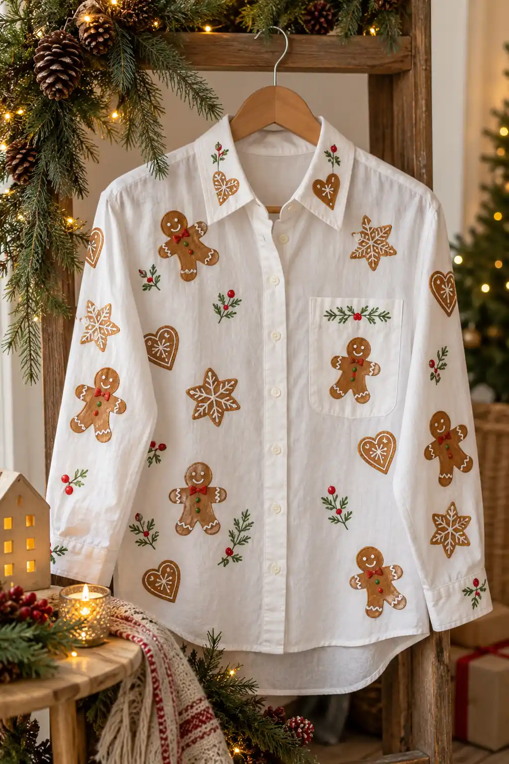 04 fabric painted gingerbread shirt