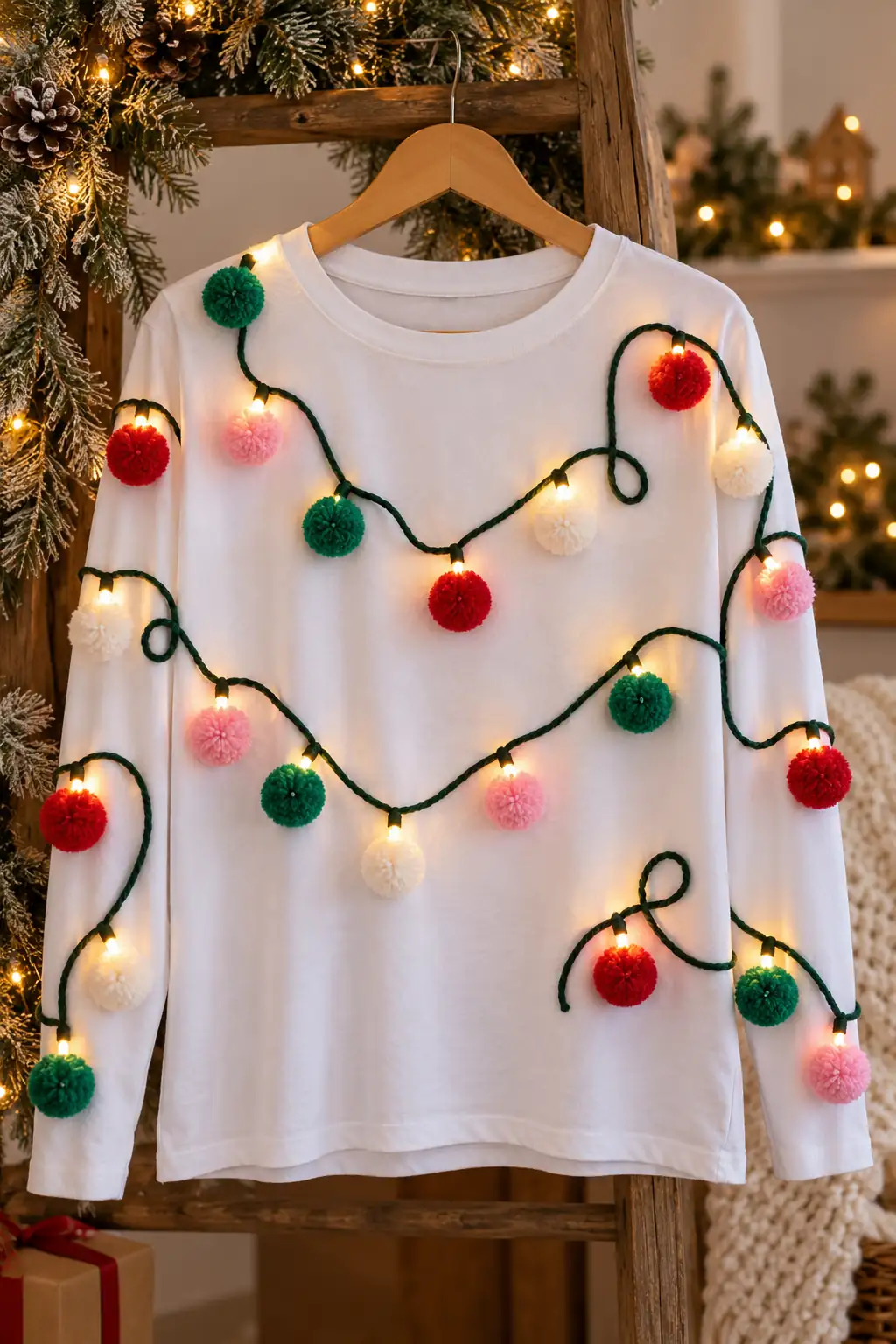 08 pompom christmas lights shirt