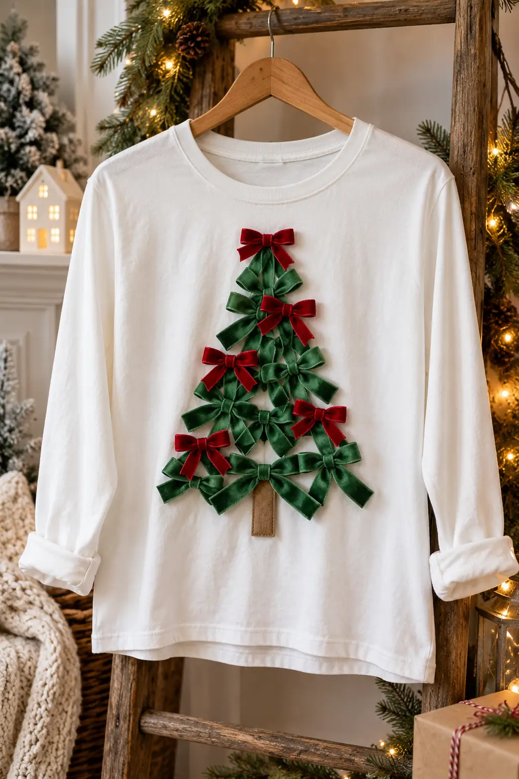 10 ribbon bow christmas tree shirt
