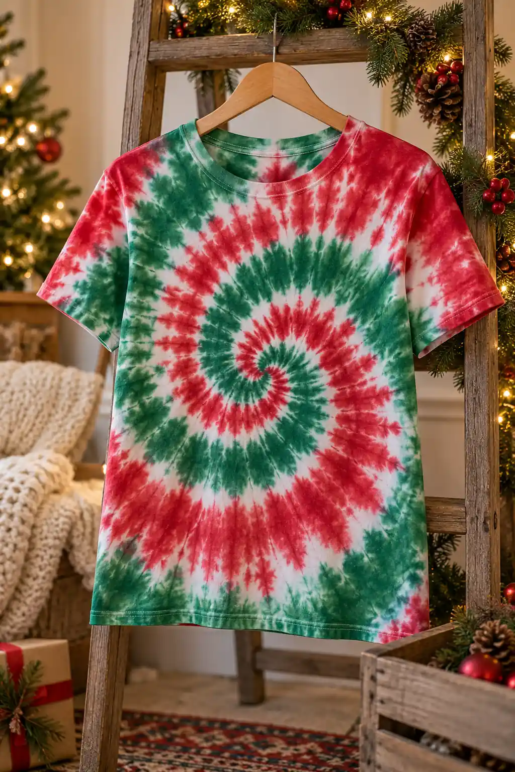 12 tie dye red green shirt