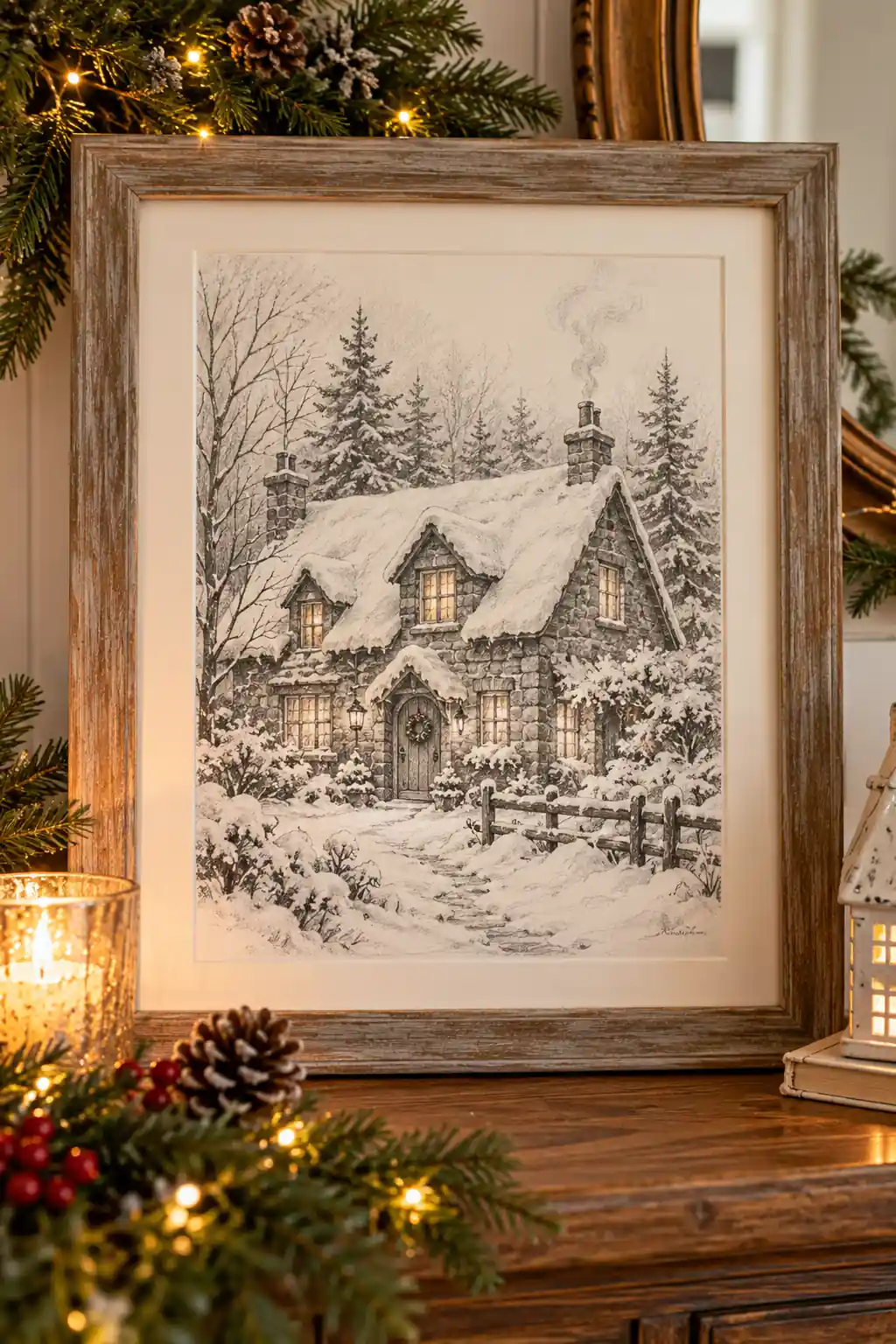 01 graphite snowy cottage sketch