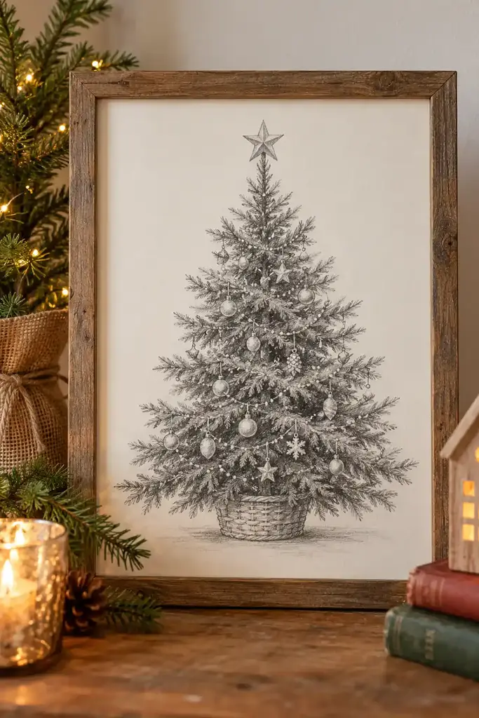 Graphite christmas tree sketch, one of these christmas sketch ideas