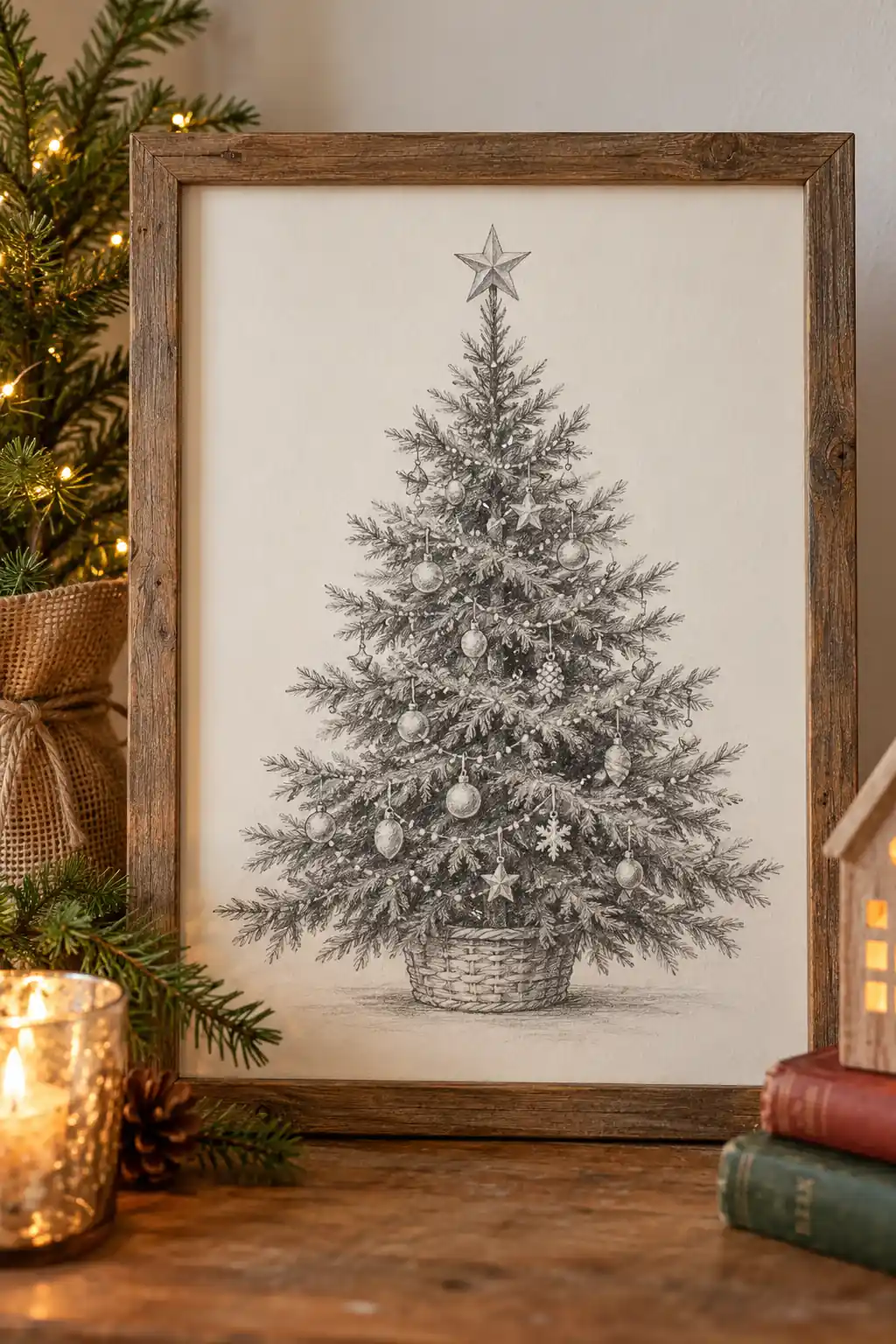02 graphite christmas tree sketch