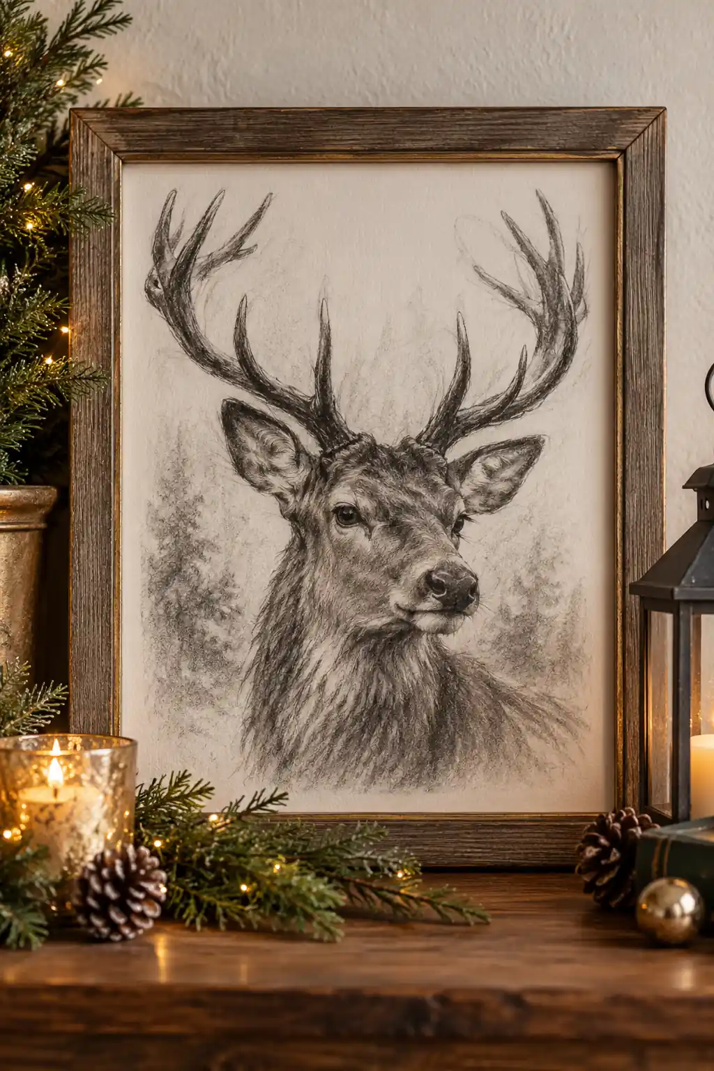 04 charcoal reindeer portrait sketch