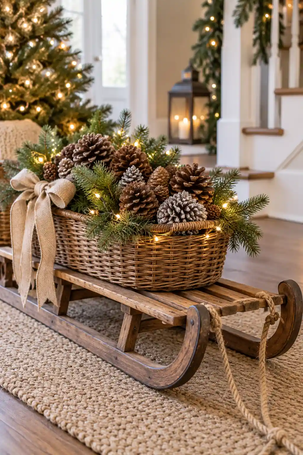 08 sled with pinecone basket