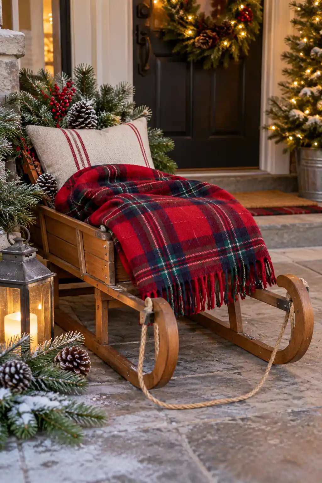 09 sled with cozy tartan blanket