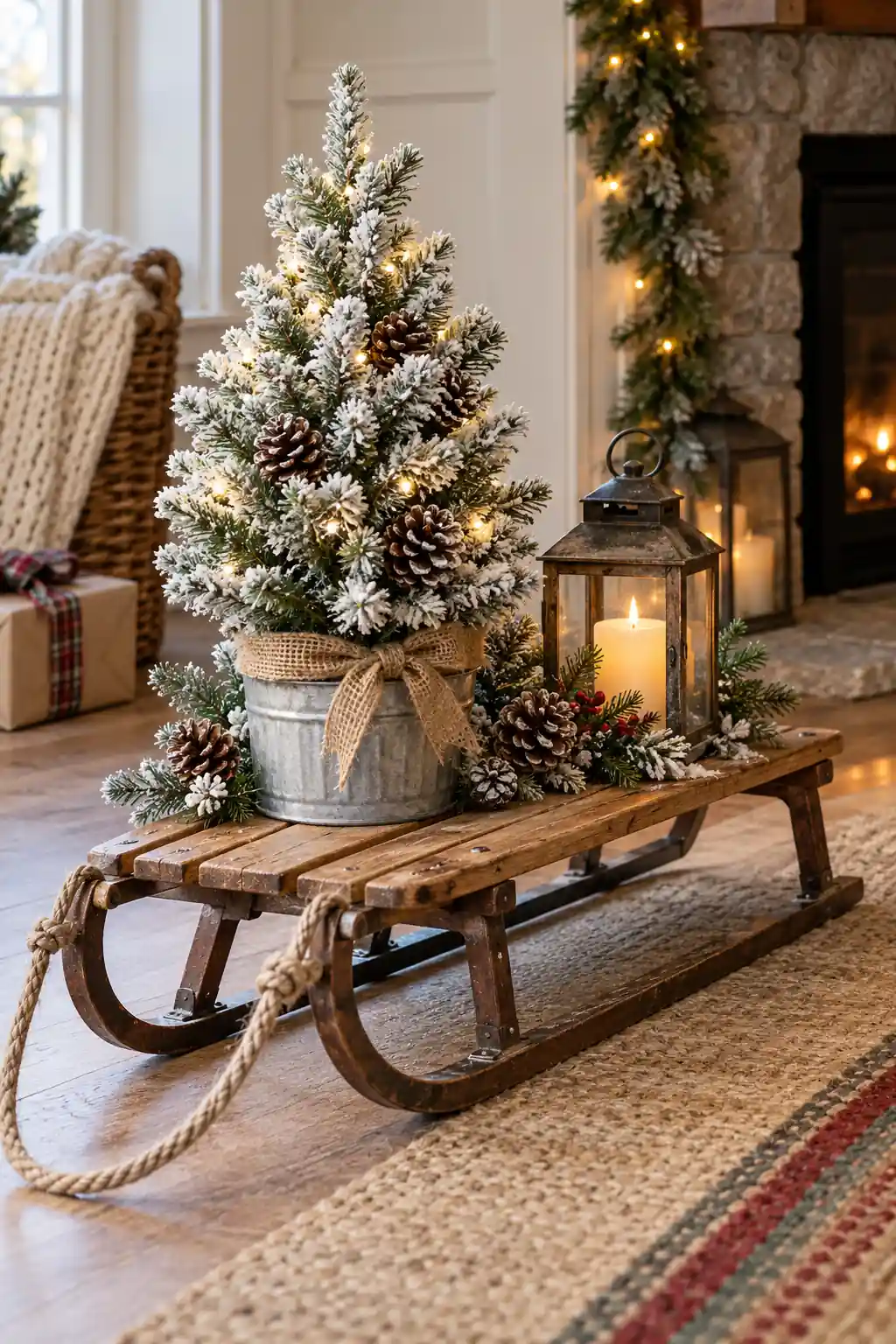 11 sled with flocked mini tree