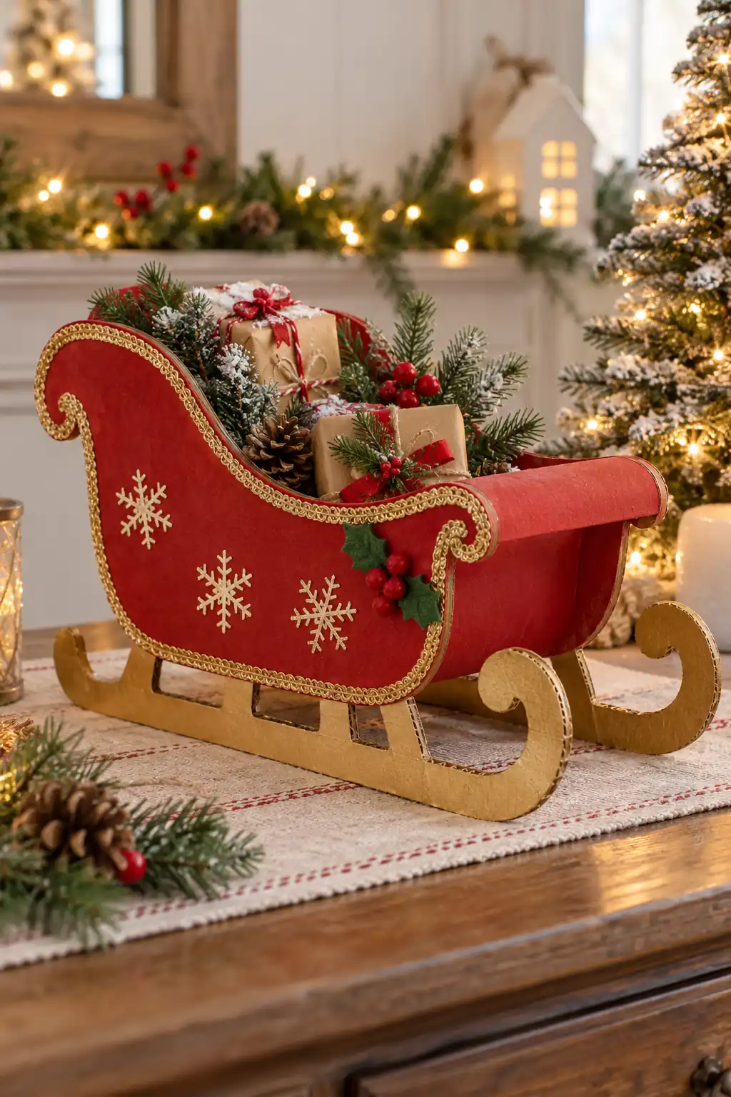 01 cardboard tabletop santa sleigh