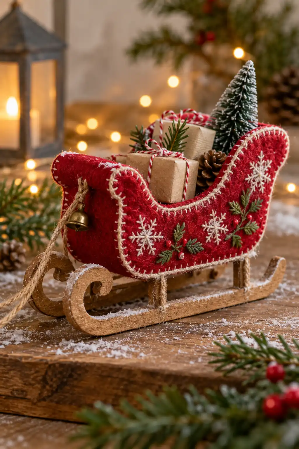 08 felt miniature sleigh ornament