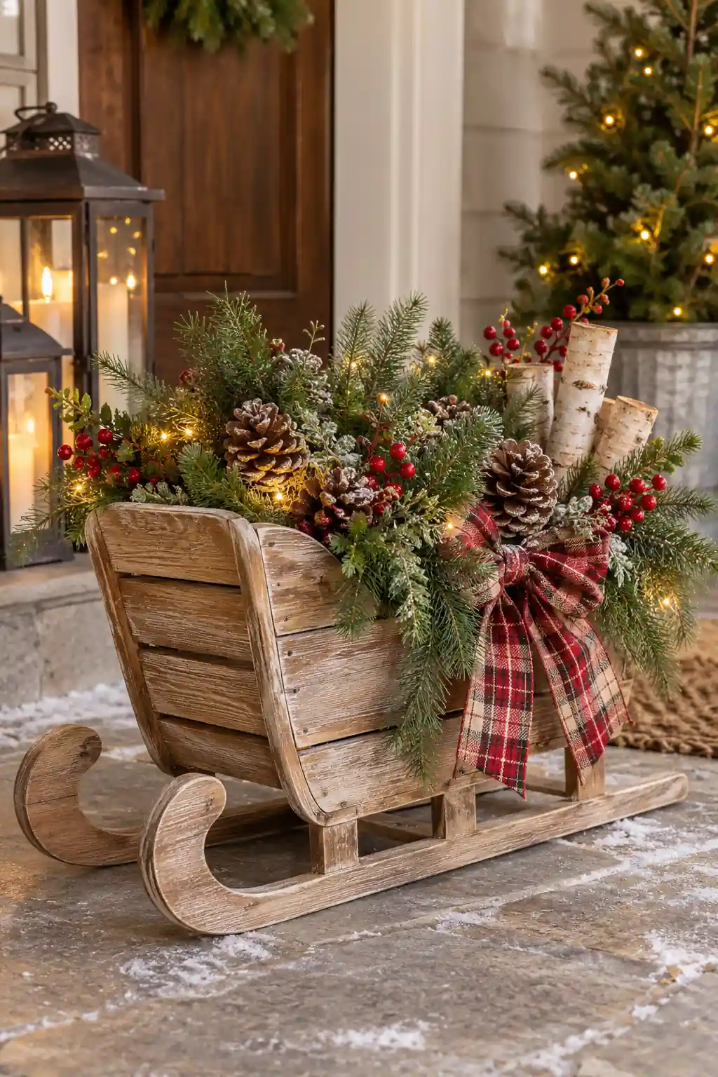 11 wooden sleigh planter