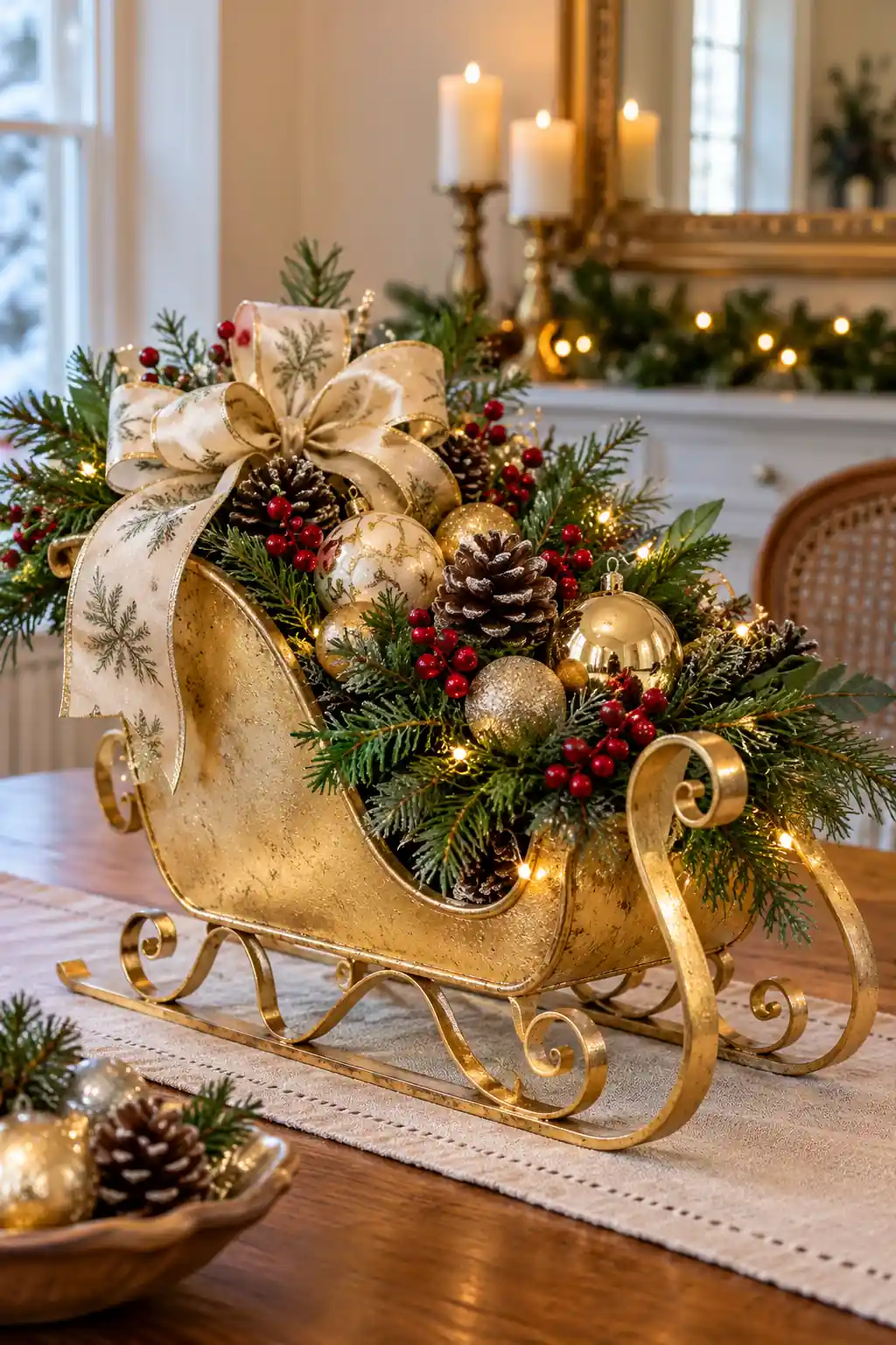 12 gold sleigh centerpiece