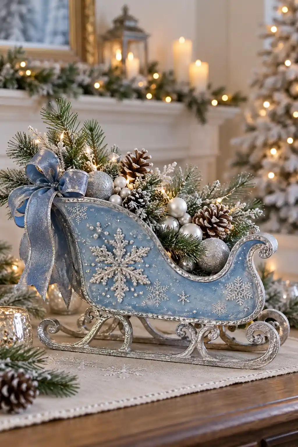 17 blue silver winter sleigh
