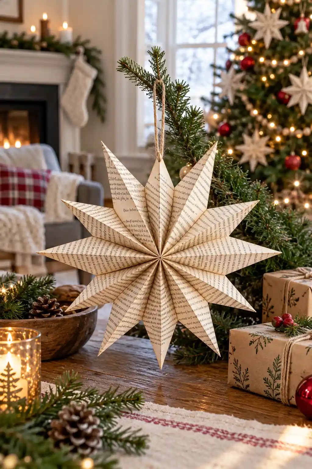 03 recycled book page star