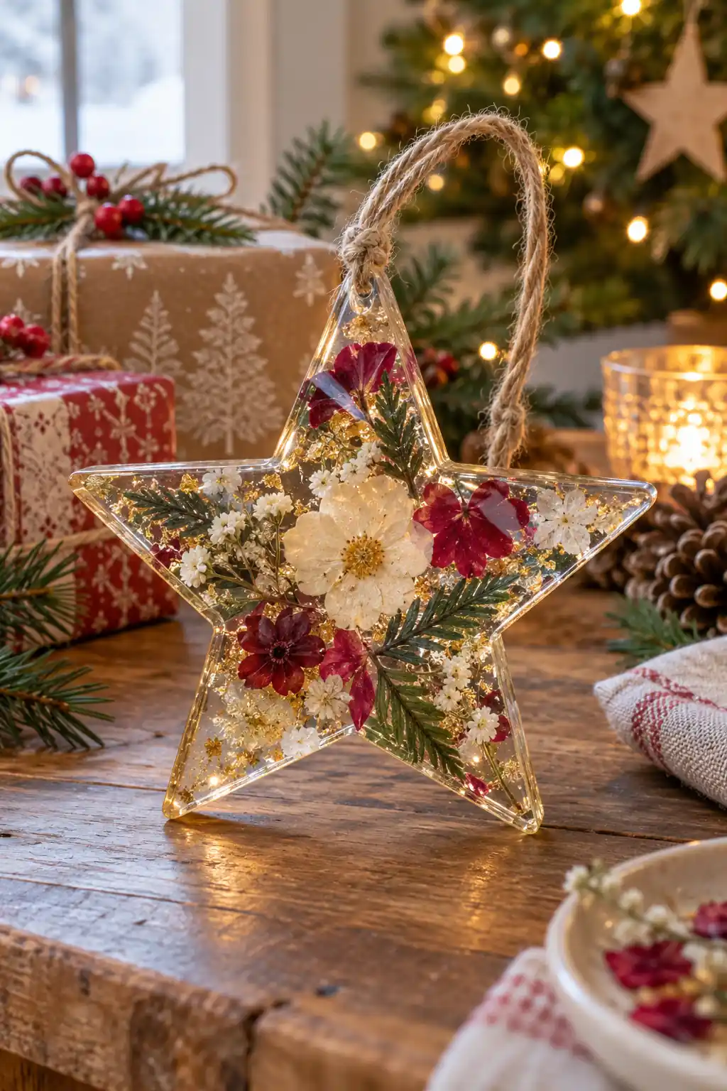 10 pressed flower resin star
