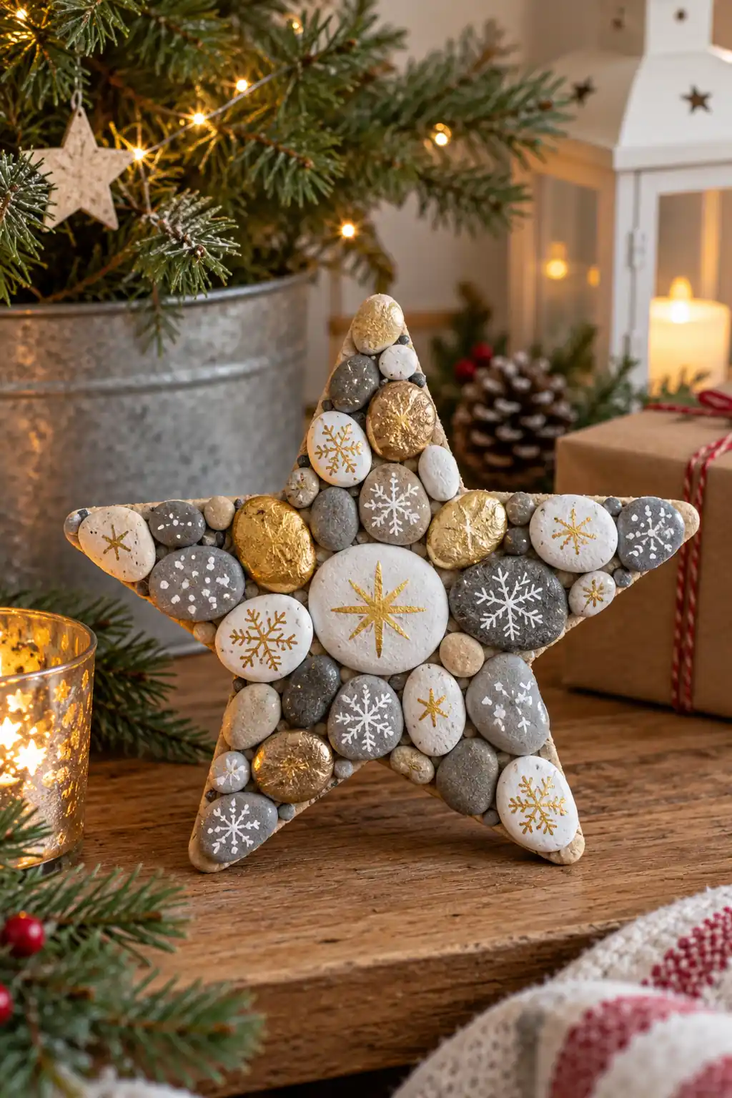 16 painted pebble star