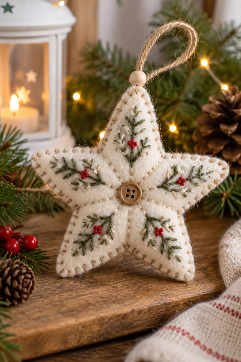 12 felt stitched star