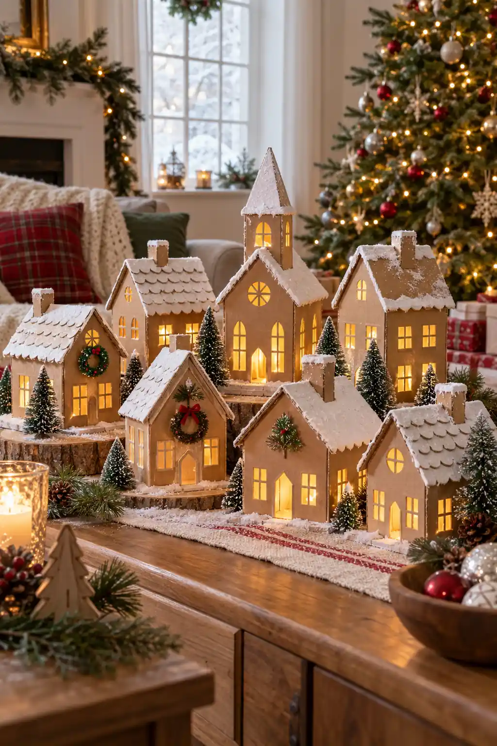 Cardboard cottage village, one of these christmas village ideas