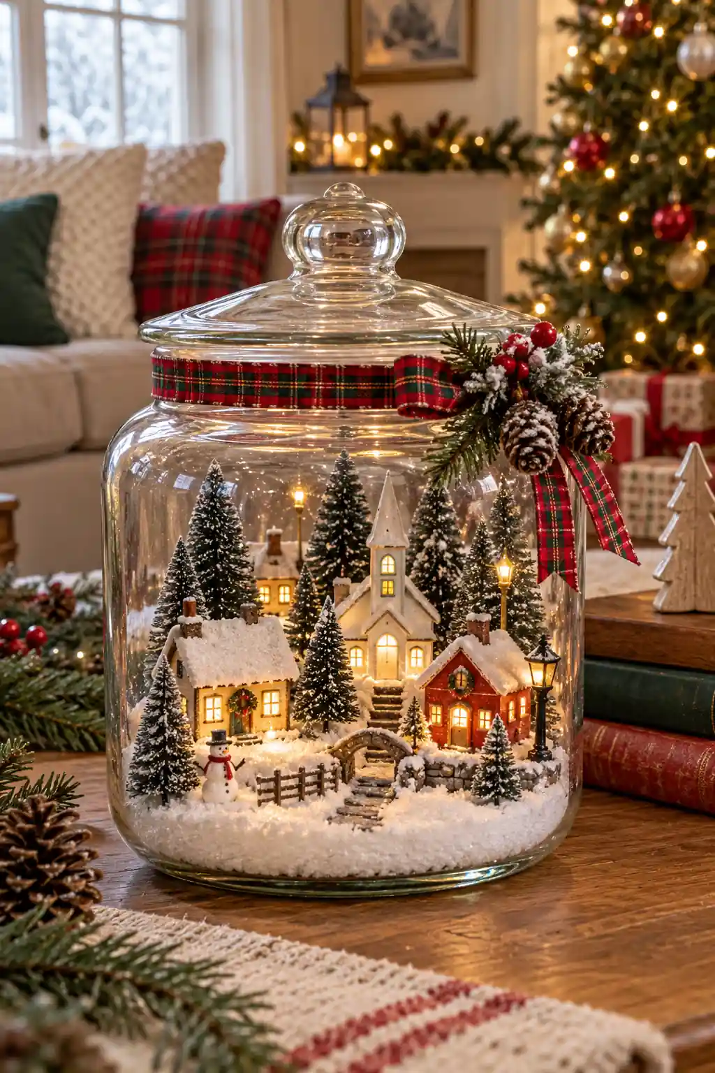 13 glass jar miniature village