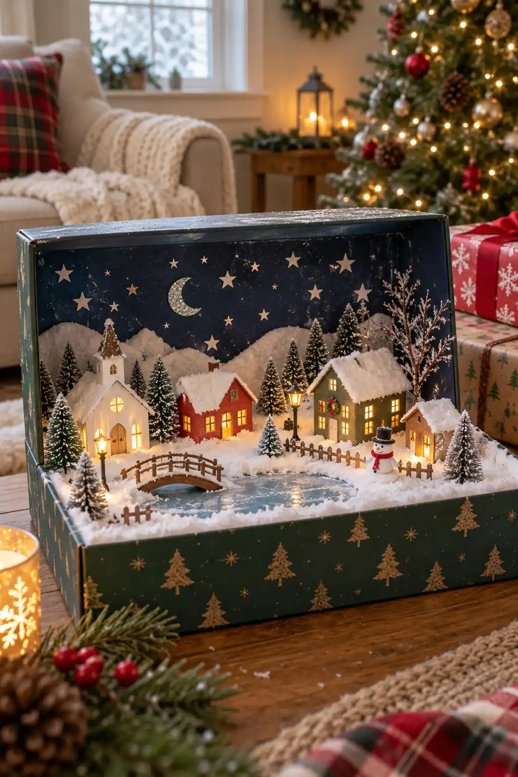 14 shoebox snow village