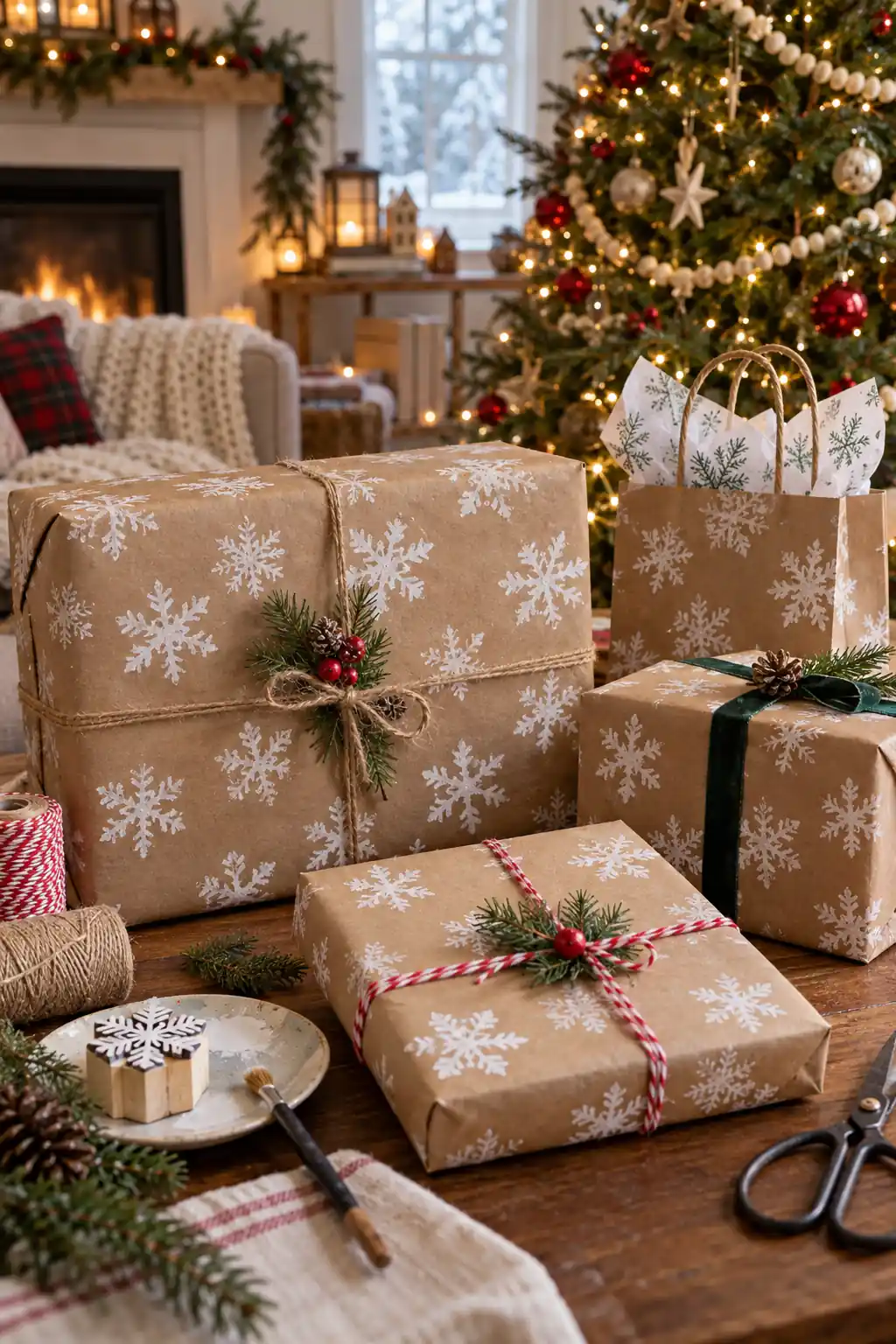 06 hand stamped snowflakes
