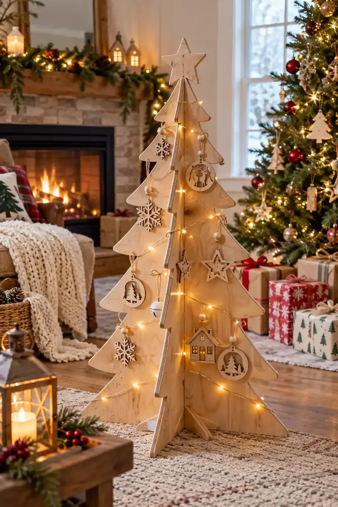 Slotted plywood tree, one of these cnc christmas project ideas