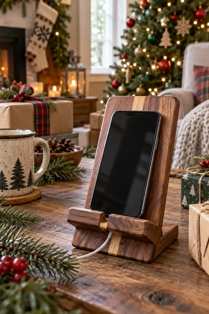 Wood phone stand, one of these diy christmas gifts for dad