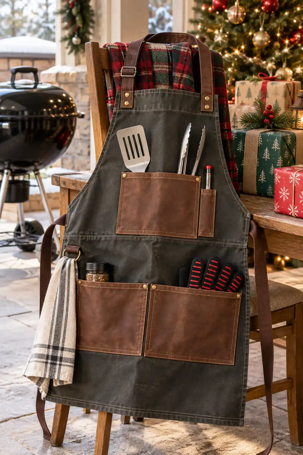 13 stitched grill apron