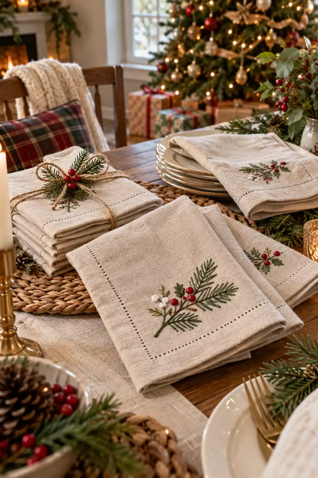 02 embroidered linen napkins