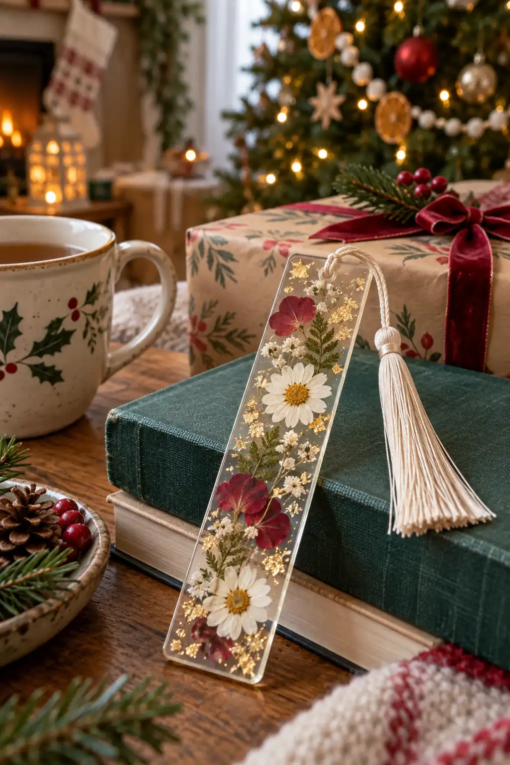 13 dried flower bookmark