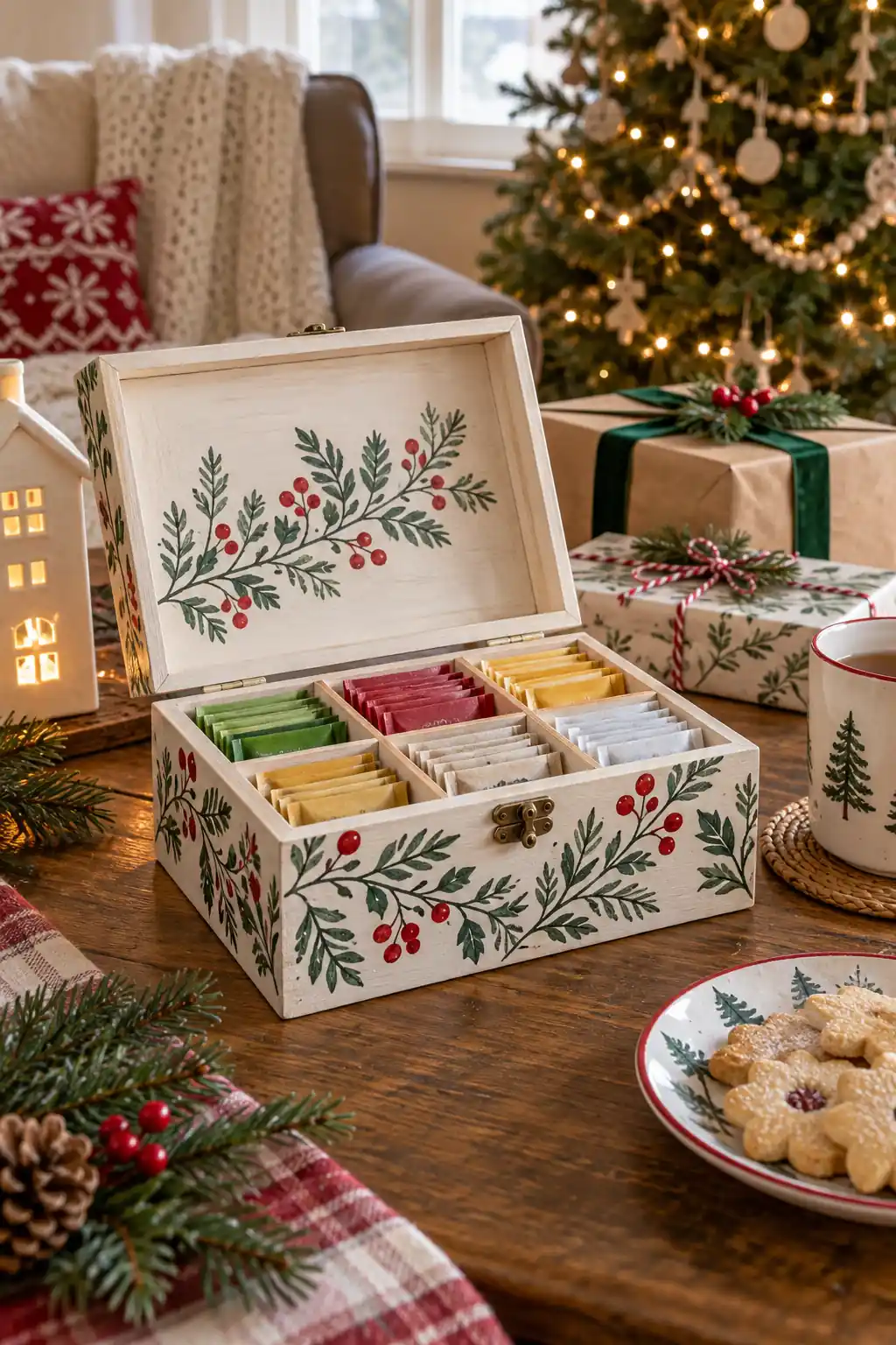 16 painted wood tea box