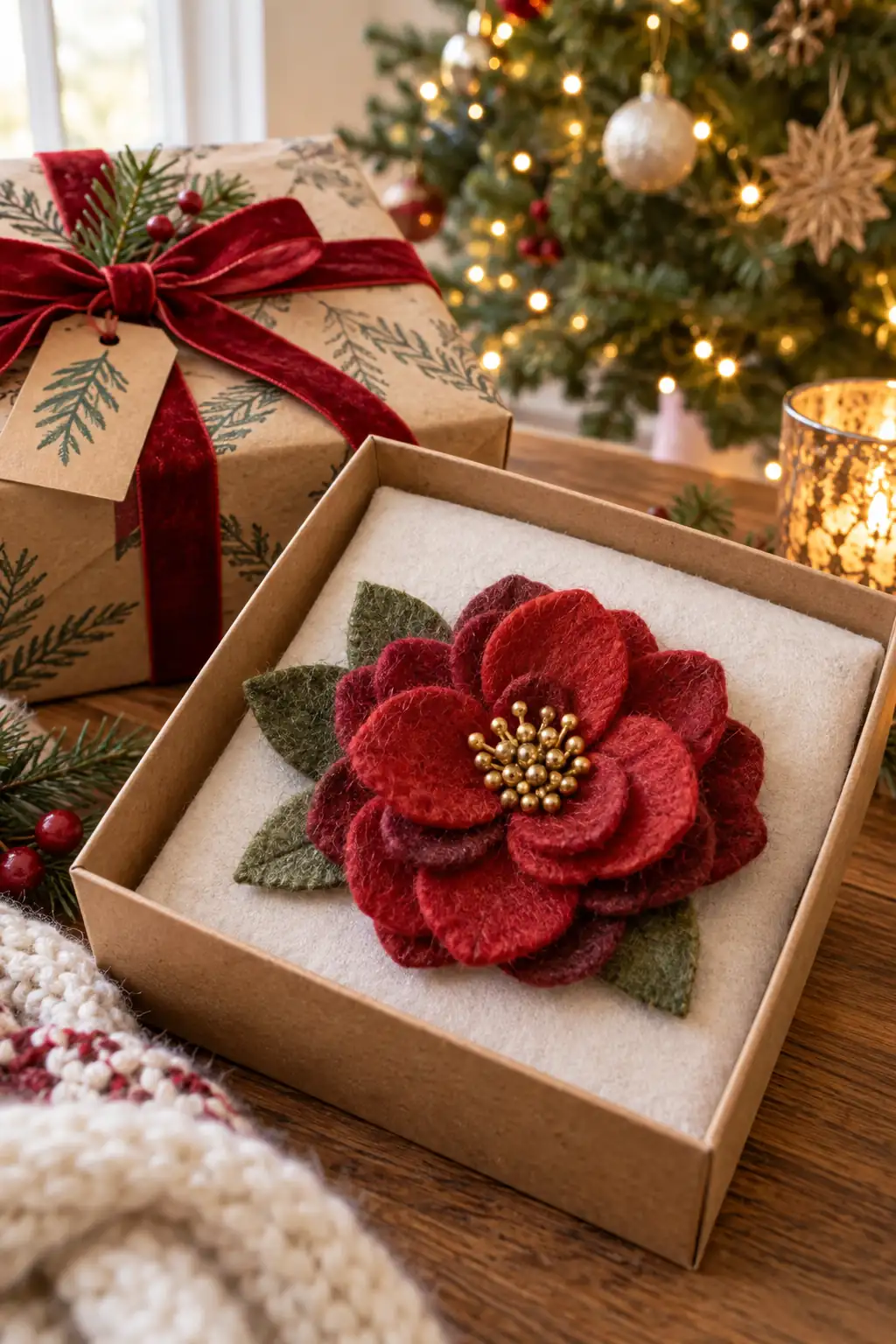 19 felt flower brooch