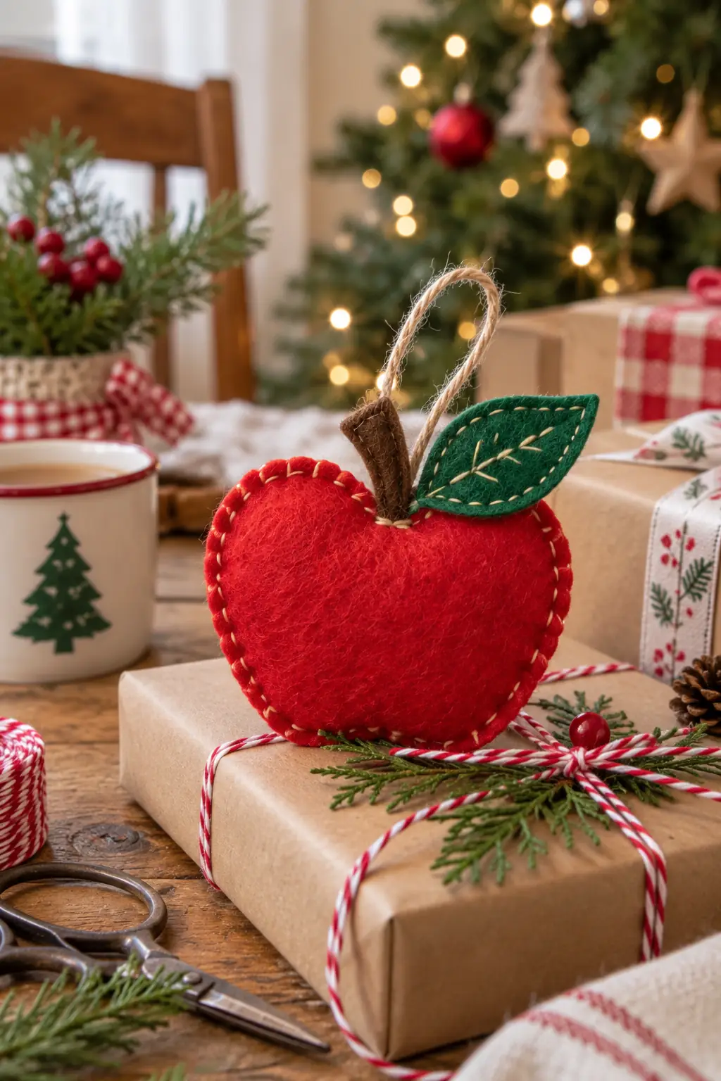 14 felt apple ornament