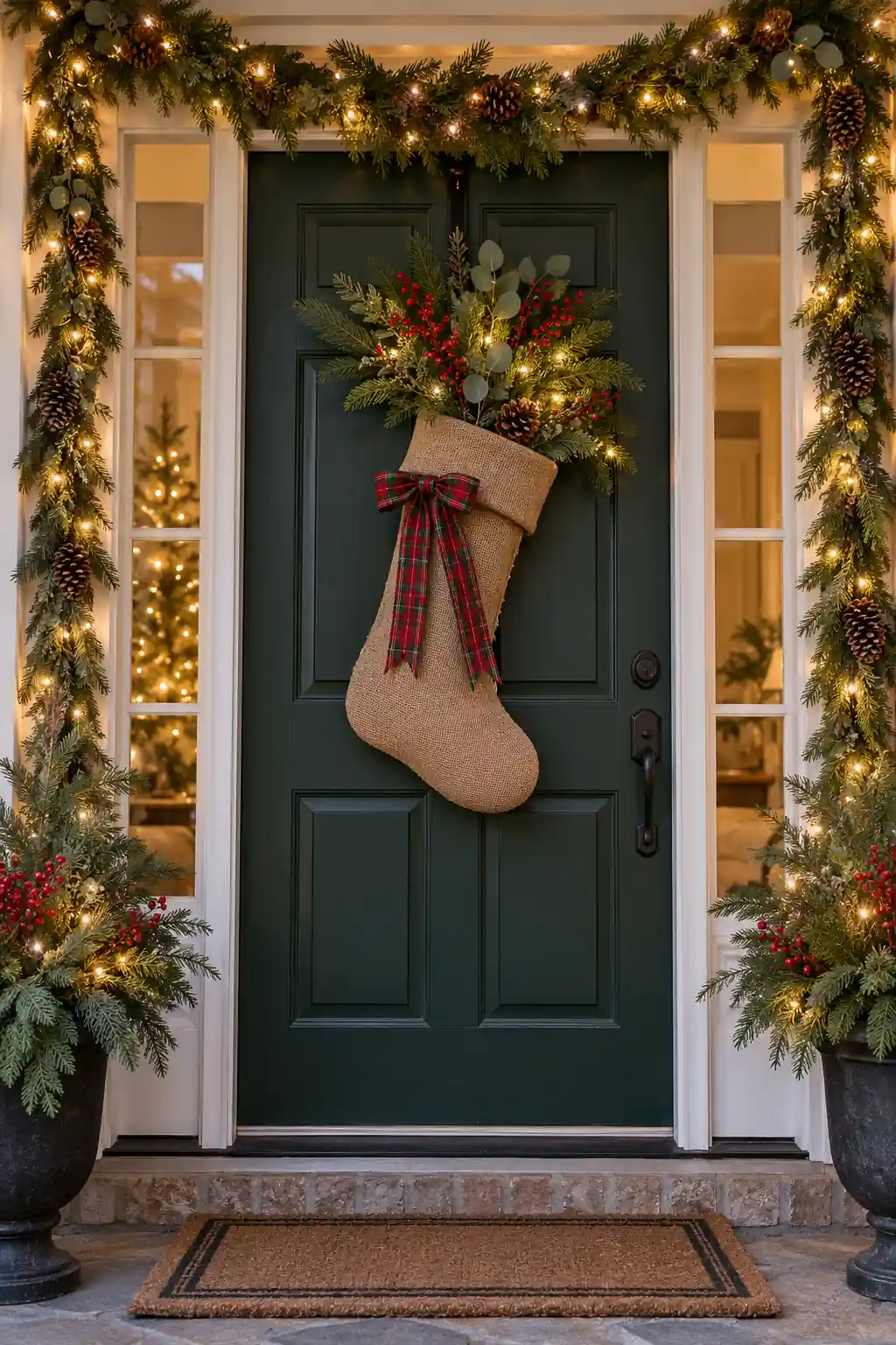 06 burlap stocking with greenery