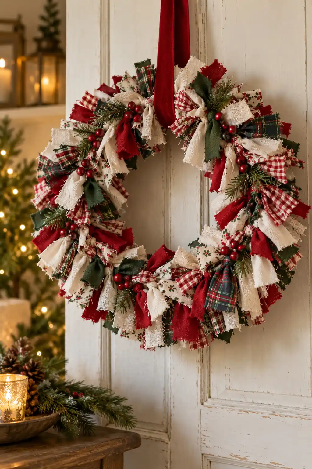 13 fabric scrap wreath