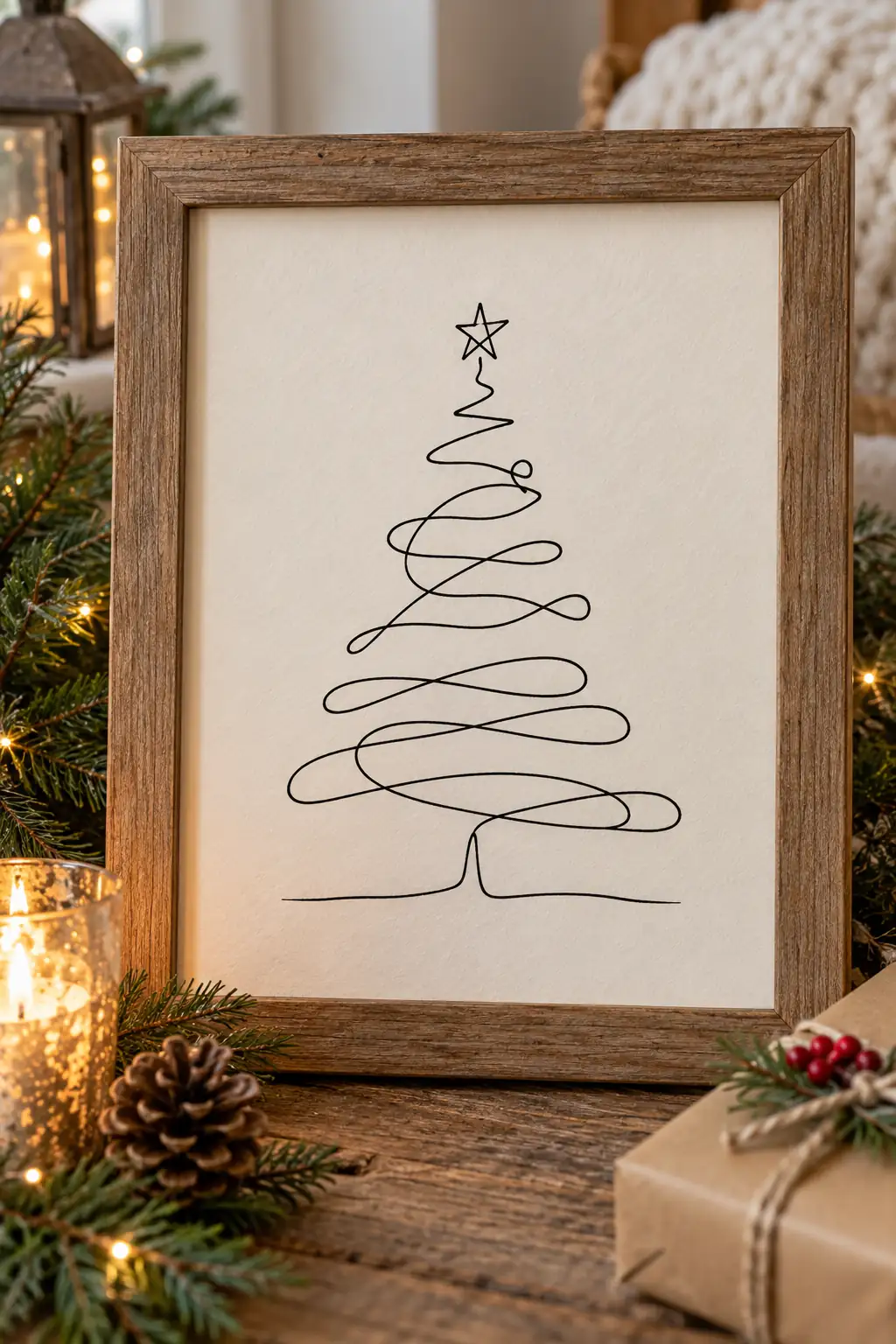 Simple continuous line christmas tree, one of these easy christmas sketches