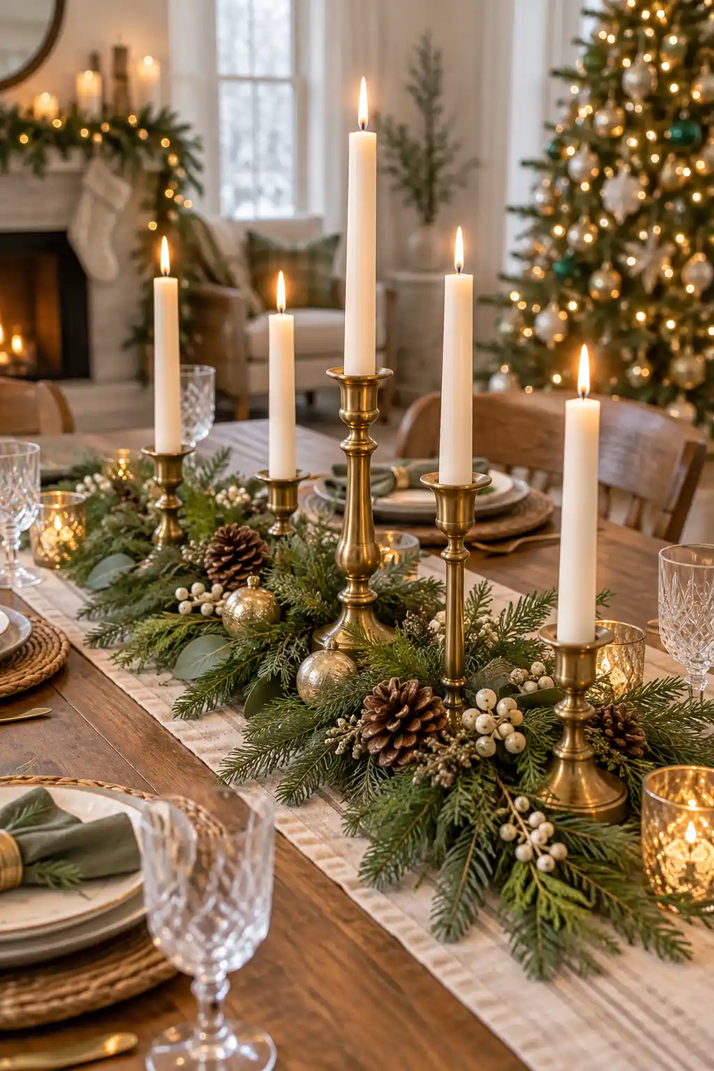 02 brass candle evergreen