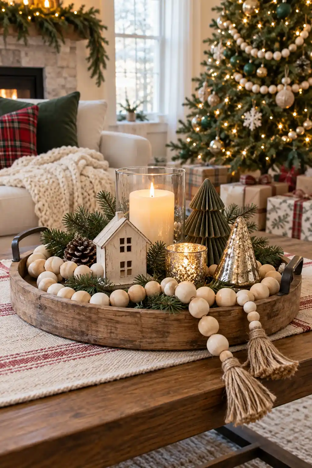 14 wood bead garland tray
