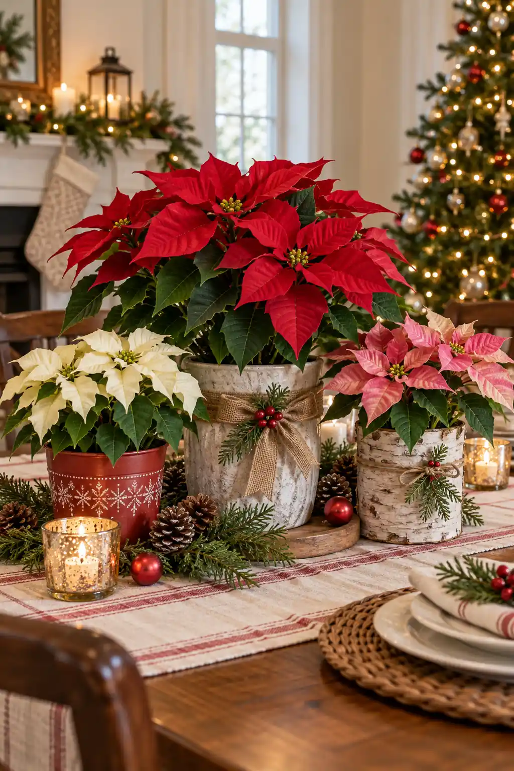 20 poinsettia pot cluster