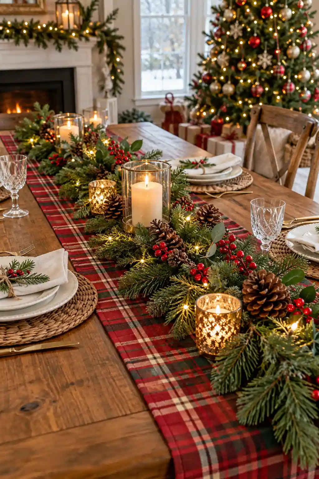 22 plaid runner evergreen